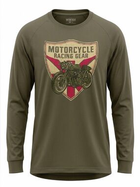 Motorcycle Racing Gear Logo Long Sleeve Shirt - Brown
